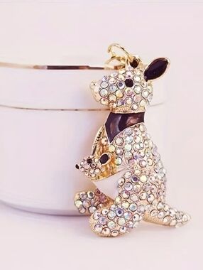 Personalized Kangaroo Rhinestone Bag Charm & Keychain — “Nurturing Love” ❤️